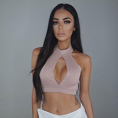 Sex Womens Tank Top Crop Solid Short Summer Tops For Women 2019 Fashion Hollow out O Neck