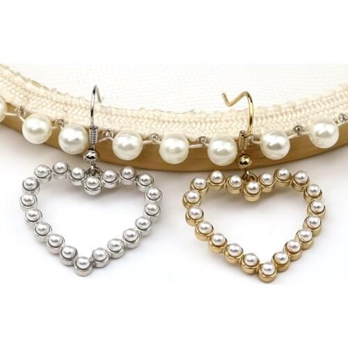 Innopes Womens Simple Steel Color Hollow Hollow Love Earrings Personality Statement Pearl Dangle Earrings Fashion Party Wedding