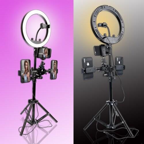 Photography LED Selfie Ring Light 10 inch 26cm Three-speed Stepless Lighting Dimmable With Tripod For Makeup Video Live Studio
