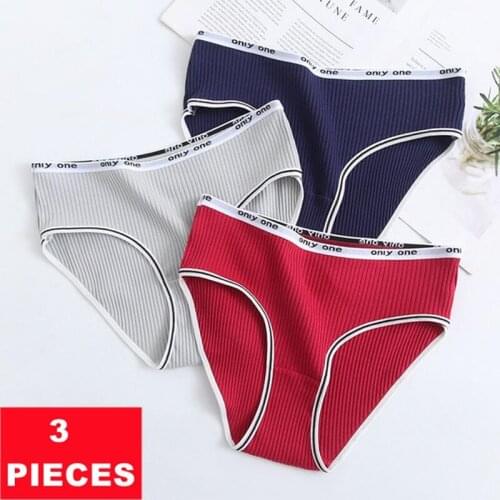 3PCS Womens Sexy Letter Panties Underwear Cotton Panty Ladies Underpants Comfortable Intimates Female Lingerie Briefs