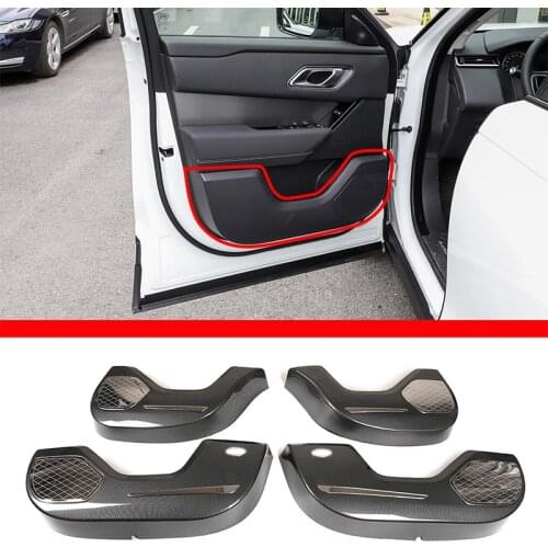ABS Carbon fiber Inner Door Panel Anti Kick Protection Cover Trim Sticker For Land Rover RR Velar 2017-2021 Car Accessories