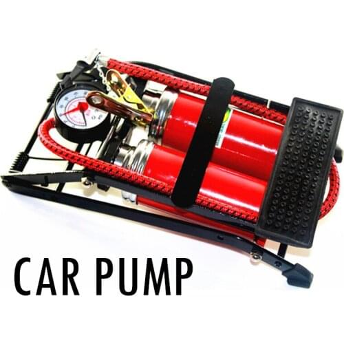 High quality Car TWO pump air compressor Car-styling Foot Air Pump 100PSI Car Vehicle Tires Bicycle Bike Motorbike Ball Inflator