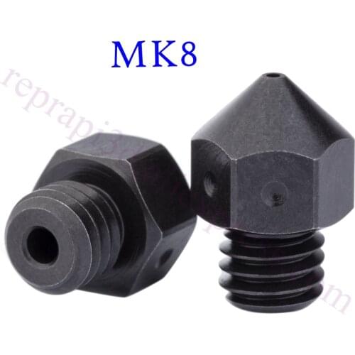 High Temperature Hardened Tool Steel MK8 Nozzle F/ Micro Swiss CR10 Creality CR-10 Ender3 MK Print PEI PEEK Carbon Fiber