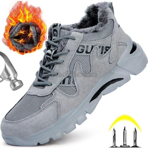 Safety Boots Men Winter Work Shoes Anti-smash Security Safety Shoes Anti-puncture Indestructible Boots Steel Toe Men Shoes 2021