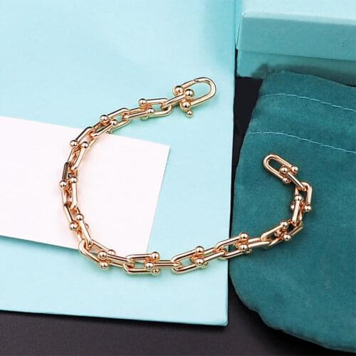 925 Sterling Silver Bracelet Small Size U Chain Womens Bracelet High-End Luxury Brand Personality Jewelry Gift