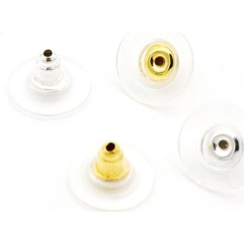 100pcs Mixed Gold Silver Color Silicon Stud Earring Back Stoppers Ear Post Nuts Jewelry Findings And Components For Ornament