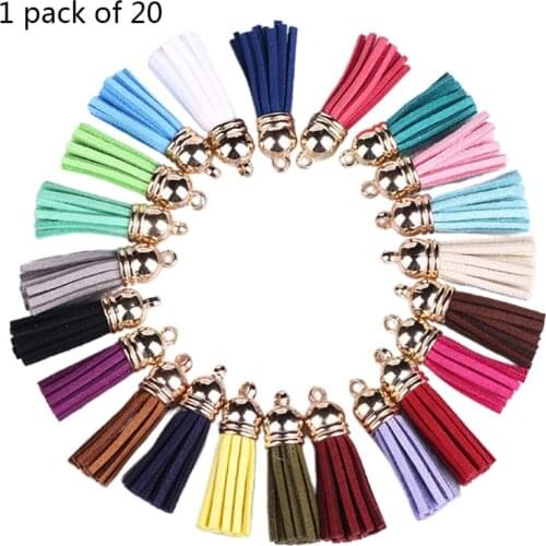 20 Pcs/Pack 4cm Tassels Pendants Multi Colors Faux Suede Leather DIY Crafts Jewelry Earrings Keychain Making Accessories