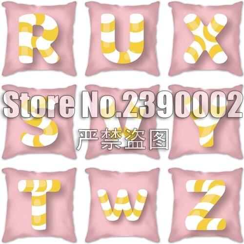 26 English letters Series Cushion Cover Car Pink Pillows Cover Sofa Decorative Throw Pillows Case Home Decor Art