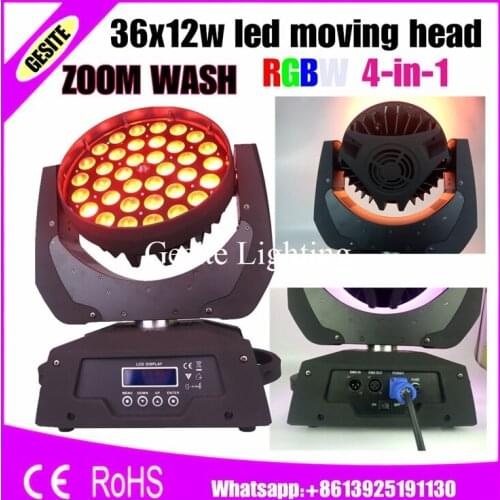 4pcs/Lot 36x10W Zoom Led Moving Head Light DMX 512 14CH LCD Screen RGBW Led Moving Head Wash Light 90V-240V