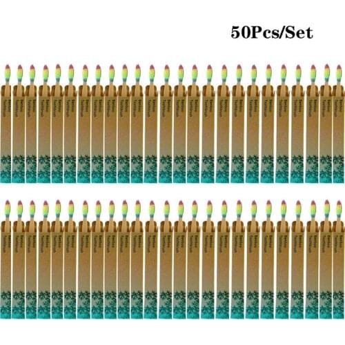 50/Pack Natural Bamboo Toothbrush Wood Toothbrushes Soft Bristles Capitellum Fiber Teeth brush Eco-Friendly Oral Care wholesale