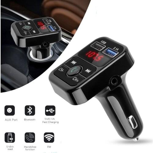 KEBIDU Dual USB Car Charger Bluetooth Handsfree Audio Receiver Voltage Display Car Kit Mobile Phone Charger Auto MP3 Player