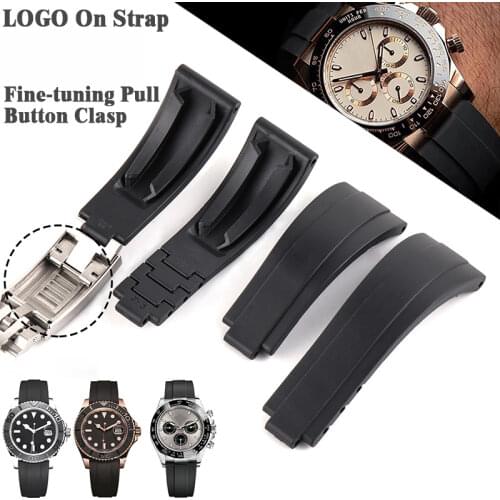 Watch Bracelet For Rolex DAYTONA SUBMARINER Fine-tuning Pull Button Clasp Strap Watch Accessories Silicone Rubber Watch Band