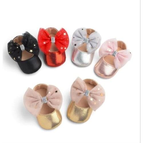 Big Bowknot Baby Shoes Cute Infants PU First Walkers Soft Sole Baby Crib Shoes Kids Girls Princess Shoes