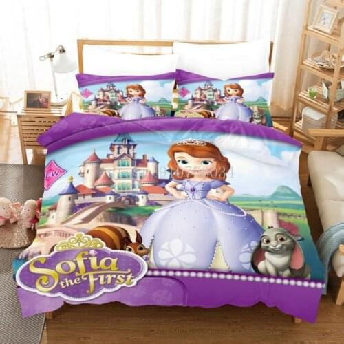 Disney Sofia Princess Bedding Set Girls Childrens Kids Bedroom Decoration Quilt Cover Pillowcase 3 Pieces Home Textile