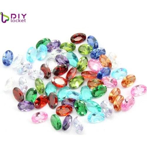 Diylocket 12pcs/lot Zircon Oval Birthtones Charms 12 Colors Flating Charms For Diy,fit For Locket Pendant LSFC479