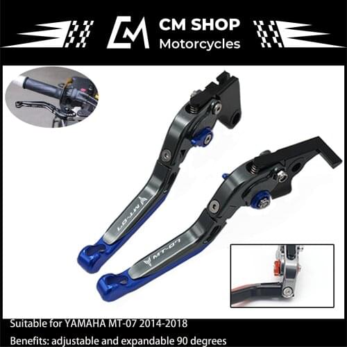 For YAMAHA MT-07 MT 07 MT07 2014-2018 Motorcycle Accessories Adjustable Extendable Folding Brake Clutch Levers Logo MT-07