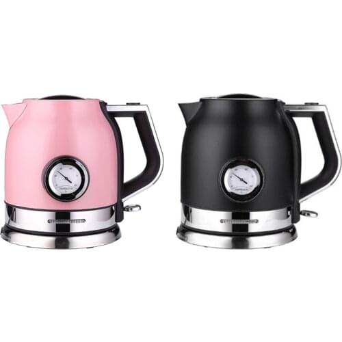 304 Stainless Steel Electric Kettle with Water Temperature Meter Quick Heating Electric Boiling Teapot, EU Plug