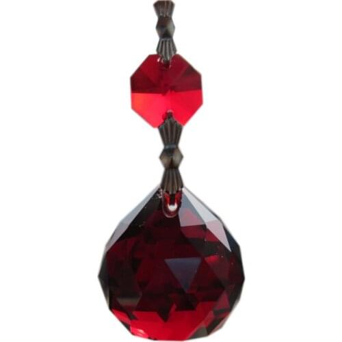 Garland Chakra Spectra 1 pce Chandelier Red Glass Crystals Lamp Prisms Hanging Drops Pendants Wedding Decor 2.9'' M02051-7
