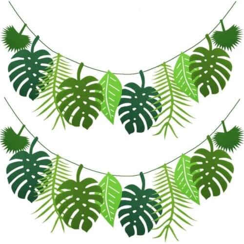 Monstera Artificial Plants Plastic Tropical Palm Tree Leaves Hawaiian Luau Party Home Decoration Pull the flag Home Table Decor