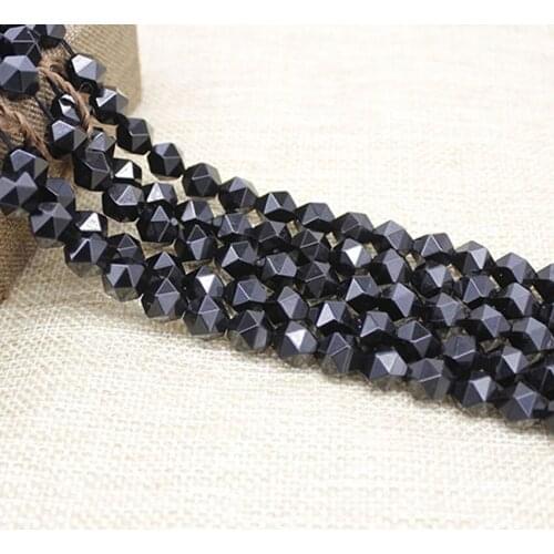 Faceted Black Agates Stereoscopic Beads Natural Black Stone Beads Pick Size 8mm Beads For Jewelry Making Bracelet Necklace Beads