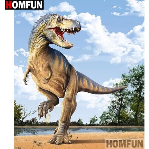 HOMFUN Full Square/Round Drill 5D DIY Diamond Painting "Animal dinosaur" 3D Diamond Embroidery Cross Stitch Home Decor A21354