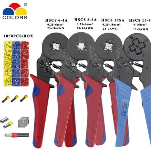 HSC8 10SA crimping pliers 0.25-10mm2 23-7AWG HSC8 6-6A 0.25-6mm2 with box tube type needle type terminal mini crimp wire tools