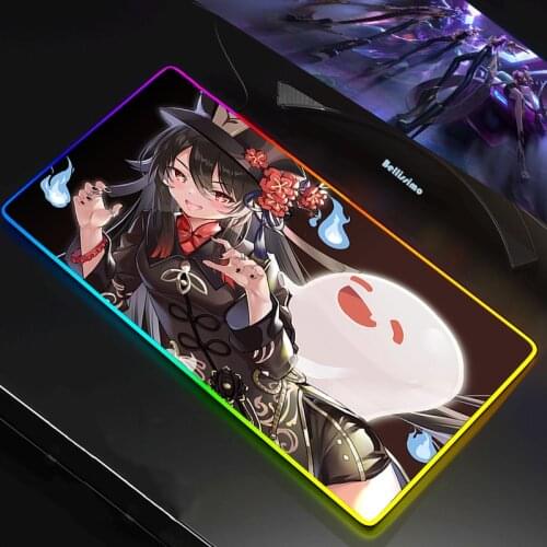 Hu Tao Genshin Impact RGB Mause Gamer Keyboard Mat Mouse Mats Mousepad Anime Mausepad Csgo Mice Keyboards Computer Peripherals