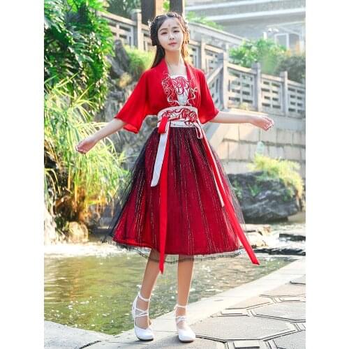 Chinese Traditional Dance Costume Women Hanfu Clothing Ancient Women Folk Dance Dress for Stage Performance Tang Dynasty Outfit