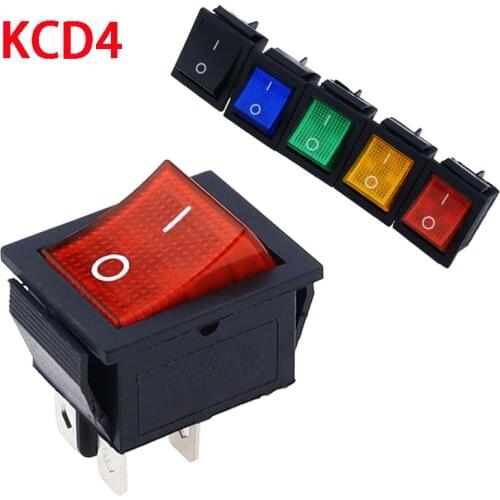 KCD4 Rocker Switch ON-OFF 2 Position 4 Pins Electrical equipment With Light Power Switch 16A 250VAC/ 20A 125VAC