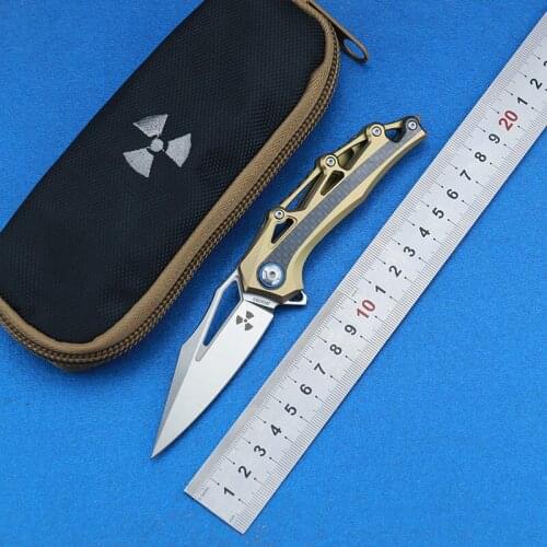 LEMIFSHE Flipper JR9393 M390 steel blade Titanium+CF handle outdoor camping hunting pocket kitchen fruit folding knife EDC tool