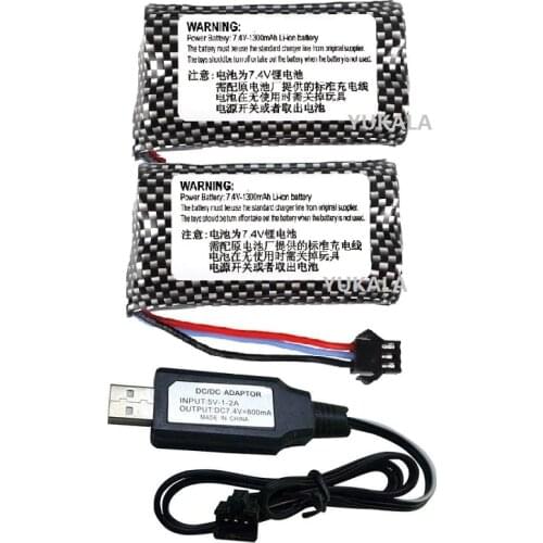 YUKALA 7.4v 1300mAh Li-ion battery/USB charger for Watch Gesture Sensing Twisted RC stunt car 18650 7.4v battery FOR RC Cars