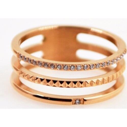 Fashion stainless steel couple rings for men and women anel feminino, rose gold color multi-layer ring men jewelry bague femme