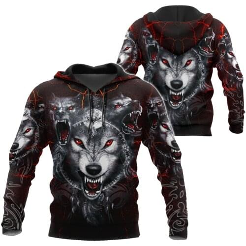 Thunder Wolf Tattoo 3D Printed Unisex Deluxe Hoodie Men Sweatshirt Streetwear Zip Pullover Casual Jacket Tracksuit KJ-0231