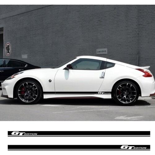 2pcs For Nissan 370Z GT EDITION Stripes Decal Free shipping Car Door Sticker Exterior Waterproof Decals Tuning Car Accessories