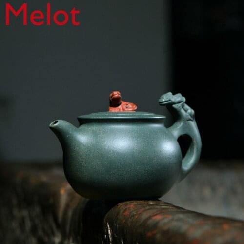 Authentic Yixing zisha teapot master full handmade rare azure mud purple clay tea pot Famous 'lion shine the world' teapot