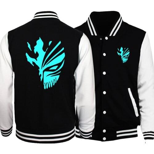BLEACH Kurosaki Ichigo Jacket Men Night Lights Jackets Mens Death Note Baseball Uniform Print Coat 2020 Anime Hip Hop Streetwear