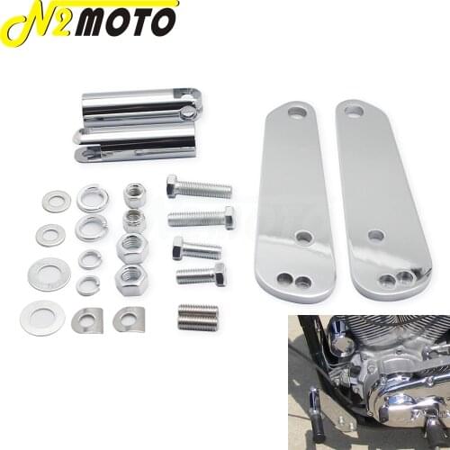 Chrome Motorcycle Steel Front Footrest Support Foot Peg Mount Kit for Harley Dyna FXD Street Bob Low Rider Super Glide Injected