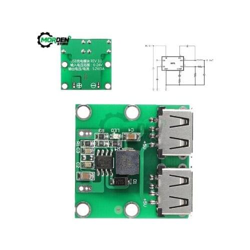 6-24V to 5V 3A DC-DC Step Down Charger Power Module Dual USB Output Buck Voltage Board Car Charge Charging Regulator