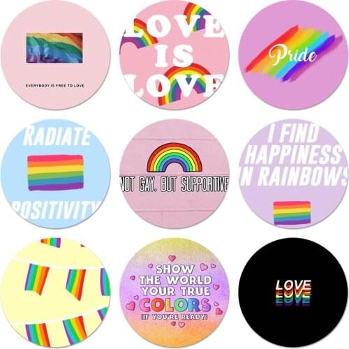 58mm Gay Lesbian LGBT Rainbow Badge Brooch Pin Accessories For Clothes Backpack Decoration gift