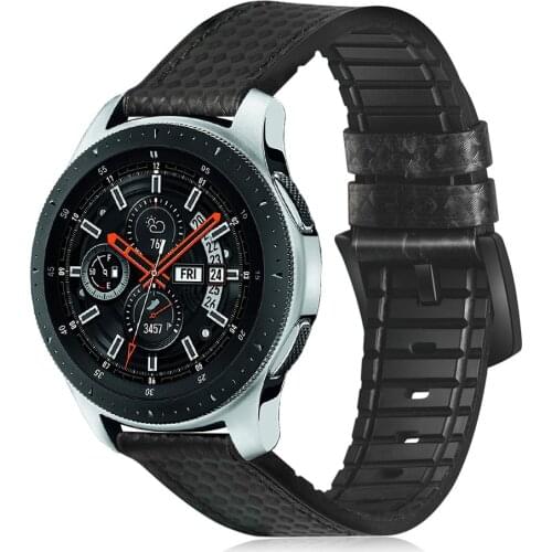 22mm Carbon Fiber Leather+Silicone Strap for Samsung Galaxy Watch 3 Band 45mm 46mm Bracelet for Huawei Watch3/Pro GT 2 2e Belt