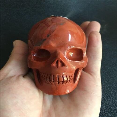 About 6-8 cm in natural red jasper crystal skull carved, crystal skull home decoration