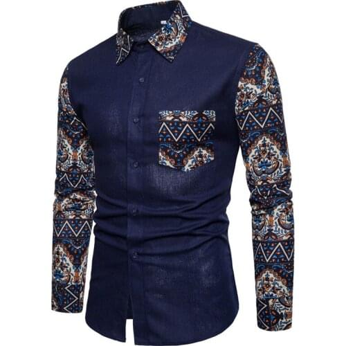 Vinatge Slim Fit Mens Shirts Long Sleeve Business Casual Patchwork Men Shirts 5XL Plus Size Summer Shirts Single Breasted A434