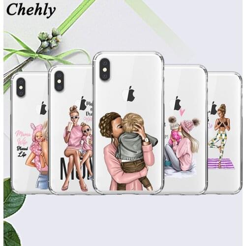 Family Kids Phone Case for IPhone 6s 7 8 11 12 Plus Pro Mini X XS MAX XR SE Cute Cases Soft Silicone TPU Back Cover Accessories
