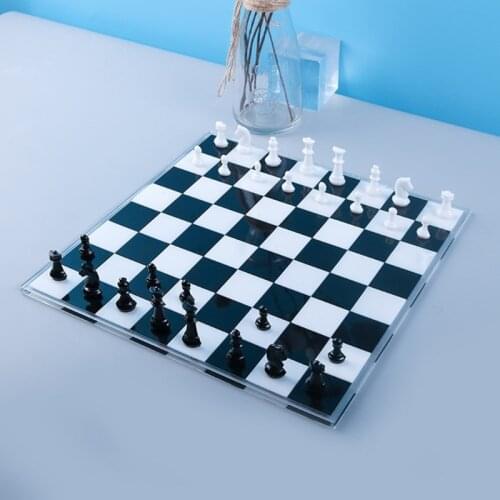 2 Pcs Chess Picec Checkerboard Silicone Mould DIY Crafts Making Tool Chess Board Crystal Epoxy Resin Mold
