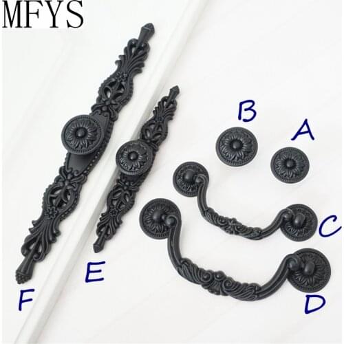 3.75'' 5'' 6.3'' French Chic Handle Pull Knob Black Pulls Handles with Back Plate / Kitchen Cabinet Pull Handle Knobs Furniture