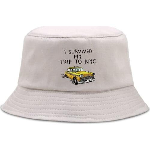 Survived My Trip To Nyc Fishermans Hat Outdoor Unisex Beach Cap Casual Sunscreen Bucket Hats Foldable Cotton Street Panama Caps