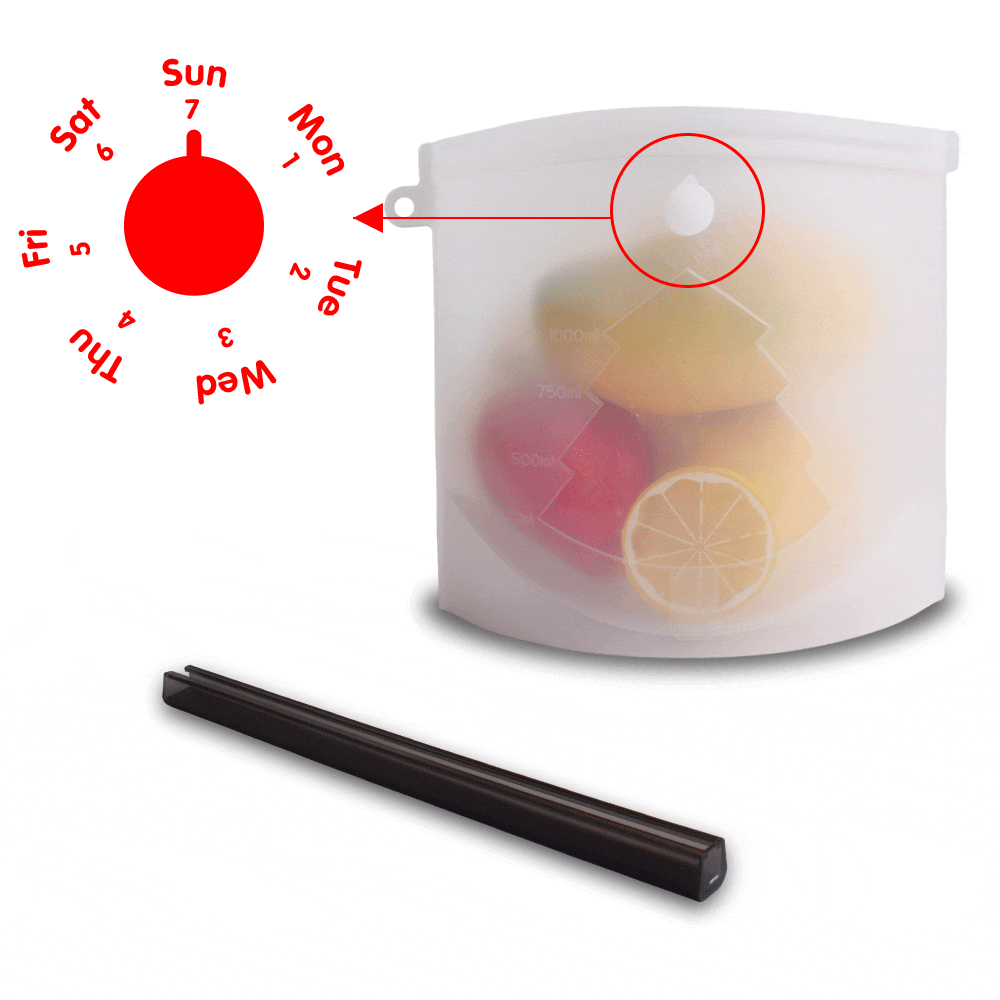 1000ml Silicone Bag Sealed Bag 1L Food Storage Bag Food Grade with Date Pointer Reusable Ziplock Bag Silicon Food Storage Bag