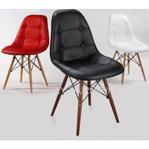 Modern Design Solid Wooden leg Soft Cover PU Padded Dining Chair Popular Fashion Design Chair with Cushion upholstered Chair 1PC