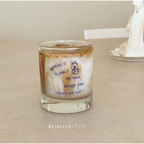 Korean Style Girl Cute Graffiti Cartoon Alphabet Home Glass Water Cup Milk Coffee Cup Juice Cup