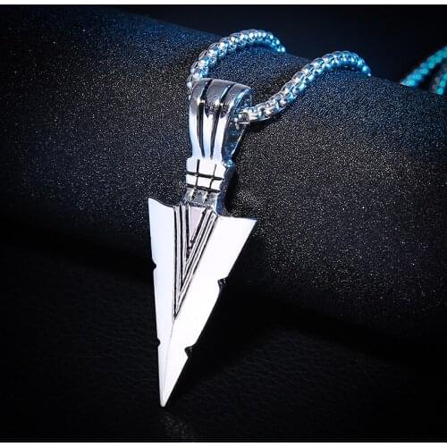 Personality Punk Style Arrow Necklace Triangle Hip Hop Chain Necklace Viking Pirate Long Chain Women Mens Jewelry
